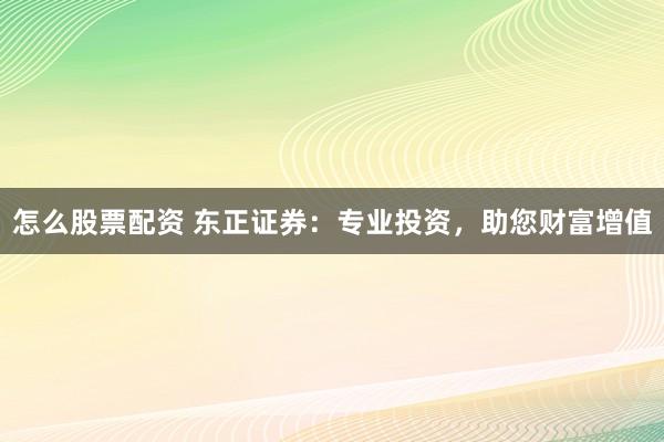怎么股票配资 东正证券：专业投资，助您财富增值