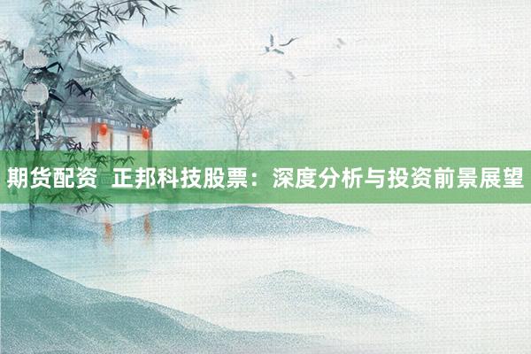 期货配资  正邦科技股票：深度分析与投资前景展望