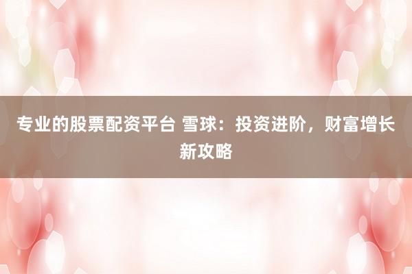 专业的股票配资平台 雪球：投资进阶，财富增长新攻略