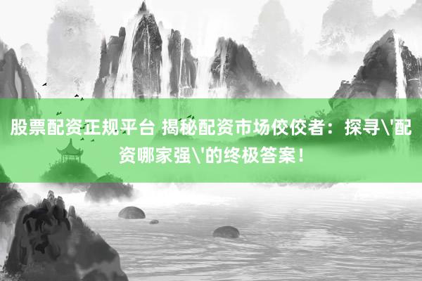 股票配资正规平台 揭秘配资市场佼佼者：探寻'配资哪家强'的终极答案！