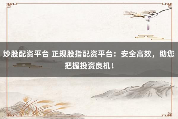 炒股配资平台 正规股指配资平台：安全高效，助您把握投资良机！
