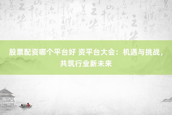 股票配资哪个平台好 资平台大会：机遇与挑战，共筑行业新未来