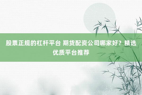 股票正规的杠杆平台 期货配资公司哪家好？精选优质平台推荐