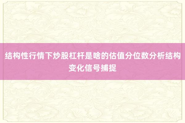 结构性行情下炒股杠杆是啥的估值分位数分析结构变化信号捕捉